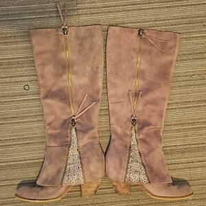 Not Rated Tall brown leather boots with lace